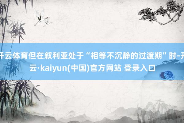 开云体育但在叙利亚处于“相等不沉静的过渡期”时-开云·kaiyun(中国)官方网站 登录入口