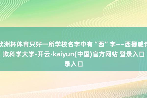欧洲杯体育只好一所学校名字中有“西”字——西挪威诈欺科学大学-开云·kaiyun(中国)官方网站 登录入口