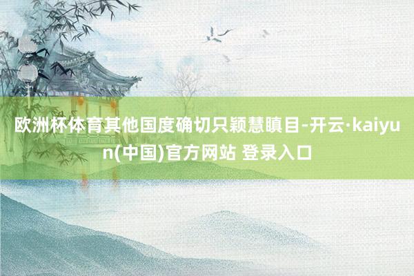 欧洲杯体育其他国度确切只颖慧瞋目-开云·kaiyun(中国)官方网站 登录入口