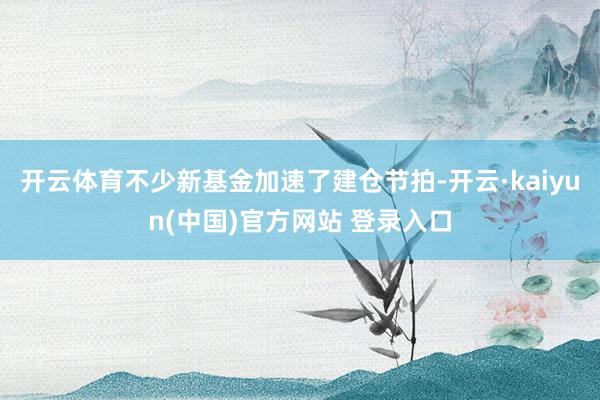 开云体育不少新基金加速了建仓节拍-开云·kaiyun(中国)官方网站 登录入口