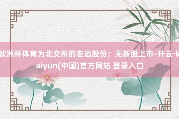 欧洲杯体育为北交所的宏远股份；无新股上市-开云·kaiyun(中国)官方网站 登录入口