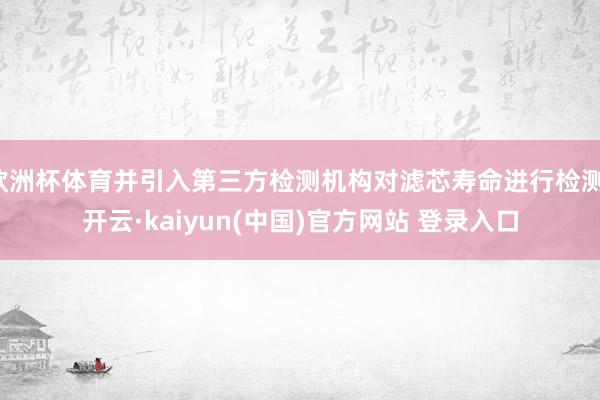 欧洲杯体育并引入第三方检测机构对滤芯寿命进行检测-开云·kaiyun(中国)官方网站 登录入口