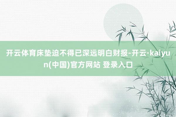 开云体育床垫迫不得已深远明白财报-开云·kaiyun(中国)官方网站 登录入口